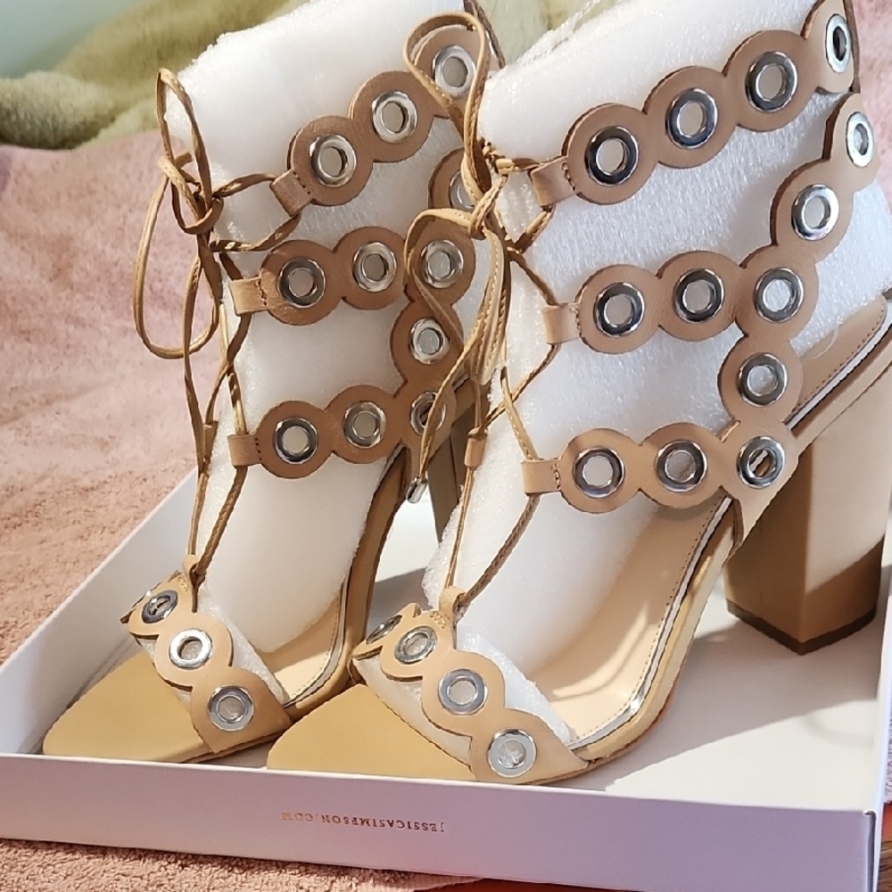 Jessica Simpson Tan Strappy Block Heel Sandals
